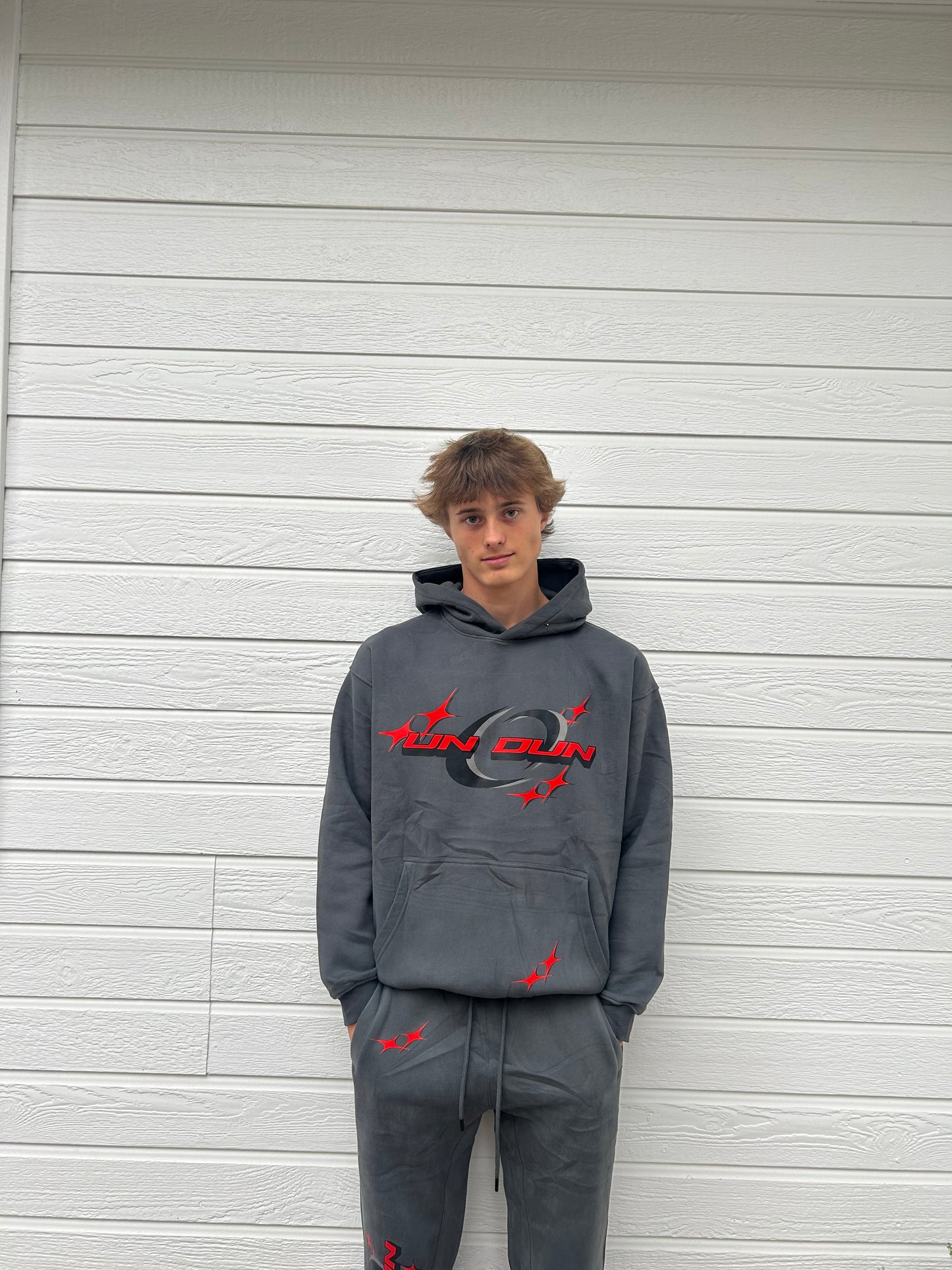 Grey and Red Hoodie